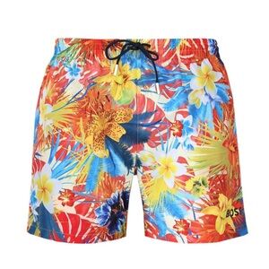BOSS Hugo Piranha Swim Short Bright Orange Tropical Size XL Beach Swim Summer